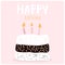 Cute cake with happy birthday wish. Greeting card template. Creative happy birthday background. Vector Illustration.