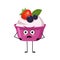 Cute cake or yogurt character with angry emotions