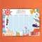 Cute Calendar Weekly Planner Template. Marine Theme Illustration. Organizer and Schedule. Timetable Lesson planswith adventure