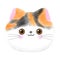 Cute calico cat head watercolor style vector illustration on white background.