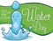 Cute Calm Water Drop Falling in World Water Day, Vector Illustration