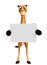 Cute Camel cartoon character with white board