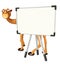 Cute Camel cartoon character with white board