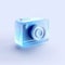 Cute camera Ul icon blue Frosted glass white background generative AI