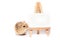 Cute campbell dwarf hamster with easel, white space for text or image