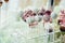 Cute candy bar with various candies and cakes. Wedding candybar