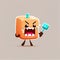 cute cane sugar cube cartoon character gets angry and screams, cartoon style, modern simple illustration