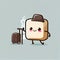 cute cane sugar cube cartoon character going on vacation, cartoon style, modern simple illustration