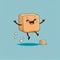 cute cane sugar cube cartoon character jumping for joy, cartoon style, modern simple illustration