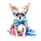 Cute Canine Chic: Styling Your Chihuahua with a Colorful Bandana and Glasses AI Generated