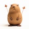 Cute Capybara 3d Clay Render: Joyful And Optimistic Animated Character