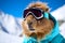 Cute Capybara in snowglasses ski goggles