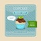 Cute card brown cupcake with kiwi