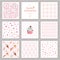 Cute card templates and seamless patterns set for girls. For birthday, wedding, baby shower design.