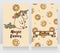 Cute cards for bakery with cartoon donuts and unicorn