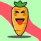 Cute carrot vegetables cartoon face mascot character vector image design