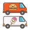 Cute cars with the image of a burger and ice cream.