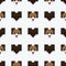 Cute cartoon 8bit black dog seamless vector pattern. Kawaii pixel art beagle pet. Domestic pet puppy video game