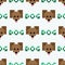 Cute cartoon 8bit dog with text seamless vector pattern. Kawaii pixel art beagle pet. Domestic pet puppy video game