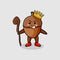 Cute cartoon acorn as wise king with golden crown