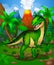 Cute cartoon allosaurus. illustration of a cartoon dinosaur