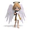 Cute cartoon angel with wings and halo. 3D