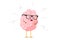 Cute cartoon angry human brain in stress. Central nervous system organ is sick. Flat vector pain character headache