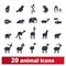 Cute Cartoon Animal Silhouette Icons