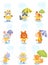 Cute cartoon animals in the rain. Vector illustration.