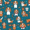 Cute Cartoon Animals Seamless Pattern Featuring Cats, Dogs, and a Variety of Adorable Creatures in a Fun and Playful