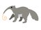 Cute cartoon anteater with long tongue on white background.