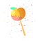 Cute cartoon apple caramel icon. Caramelized apple icon with decoration, sweet cartoon lollipop icon. Cute caramel apple