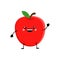 Cute cartoon apple. Kawai apple. Vector illustration isolated on