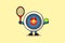 Cute cartoon Archery target playing tennis field