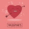 Cute cartoon arrow pierced heart - Valentine`s day concept