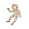 Cute cartoon asrtonaut girl floating in space vector illustration. Girl in space helmet among stars, in deep cosmos