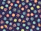 Cute cartoon astronomy seamless pattern. Background with colored solar system planet and exo planets, asronomical
