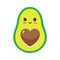 Cute cartoon avocado character  with funny smiles in love. Vector illustration