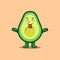 Cute cartoon avocado with flashy expression