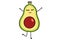 Cute cartoon Avocado. Funny doodle fruit character isolated on white background. Eating healthy concept. Vector illustration