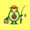 Cute cartoon avocado ready fishing