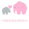 Cute cartoon baby and mom elephant