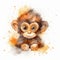 Cute Cartoon Baby Monkey Watercolor - Uhd Image