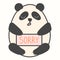 Cute cartoon baby panda with an inscription sorry. Vector isolated flat illustration.