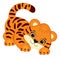 Cute Cartoon Baby Tiger Sneaking. Vector Tiger