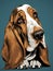 Cute cartoon basset dog with long floppy ears 2