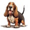 Cute cartoon basset dog with long floppy ears 3