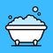 Cute cartoon bathtub with a bubble bath