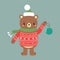 Cute cartoon bear. Christmas character