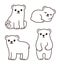 Cute cartoon bear cubs line art drawing